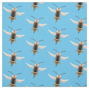 Funny angry hornet wasp cartoon illustration fabric