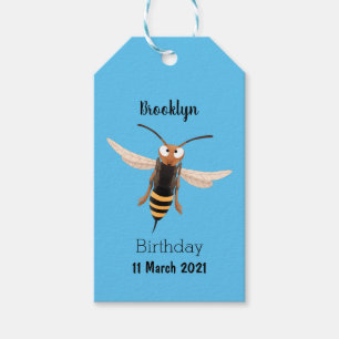 Funny angry hornet wasp cartoon illustration gift tags