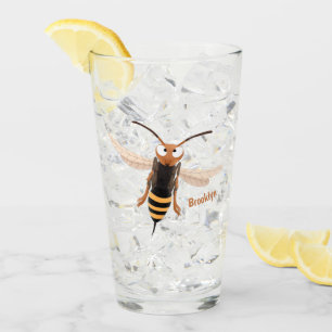 Funny angry hornet wasp cartoon illustration glass