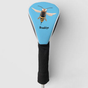 Funny angry hornet wasp cartoon illustration golf head cover