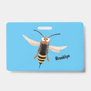 Funny angry hornet wasp cartoon illustration  ID badge