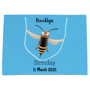 Funny angry hornet wasp cartoon illustration  large gift bag