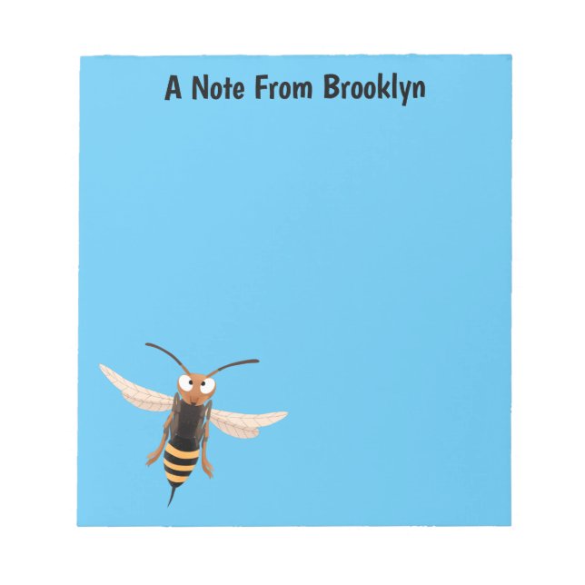 Funny angry hornet wasp cartoon illustration notepad (Front)