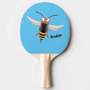 Funny angry hornet wasp cartoon illustration ping pong paddle