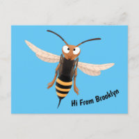 Funny angry hornet wasp cartoon illustration 