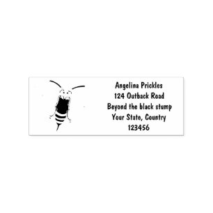 Funny angry hornet wasp cartoon illustration rubber stamp
