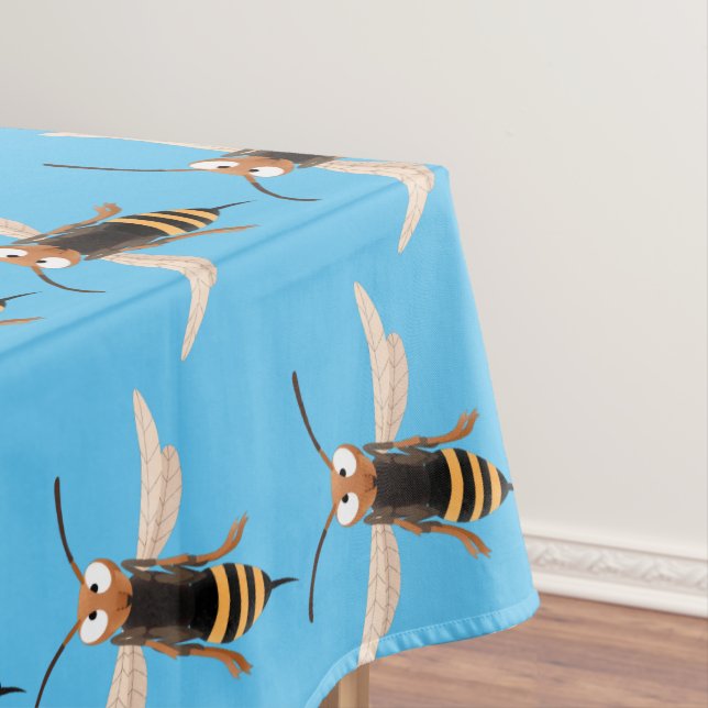 Funny angry hornet wasp cartoon illustration  tablecloth (In Situ)