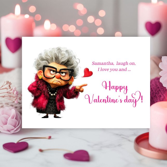 Funny Angry Lady Hot Pink Mood Valentine Holiday Card (Funny Angry Lady Hot Pink Mood Valentine

)
