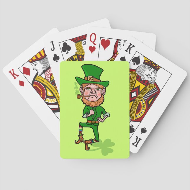 Funny Angry Lucky Irish Leprechaun Playing Cards (Back)