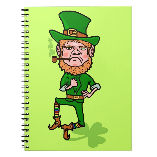 Funny Angry Lucky Irish Leprechaun Spiral Notebook (Front)