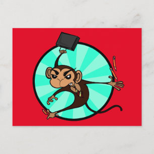 FUNNY ANGRY MONKEY GRAPHIC HORIZONTAL POSTCARD