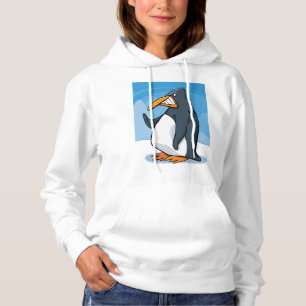 Funny Angry Penguin Cartoon Cool Waving Hoodie
