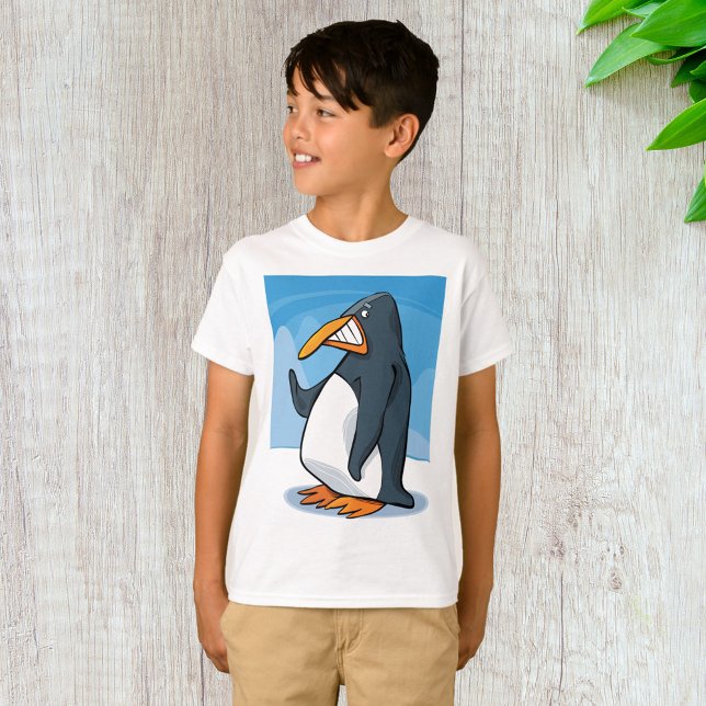 Funny Angry Penguin Cartoon Cool Waving  T-Shirt (Creator Uploaded)