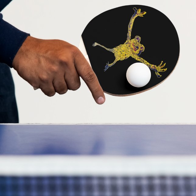 Funny Animal Art Frog exercising Ping Pong Paddle (Insitu)