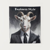 Funny animal boss surreal suited goat character