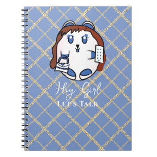Funny Animal Cartoon Blue White Gold for Kids Notebook