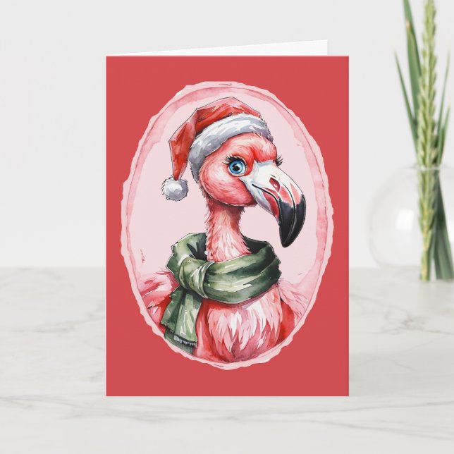 Funny Animal Christmas Favourites - Flamingo 1 Card (Front)