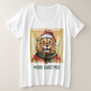Funny Animal Christmas Favourites - Lion 1 Plus Size T-Shirt