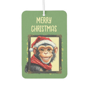 Funny Animal Christmas Favourites - Monkey 2 Car Air Freshener