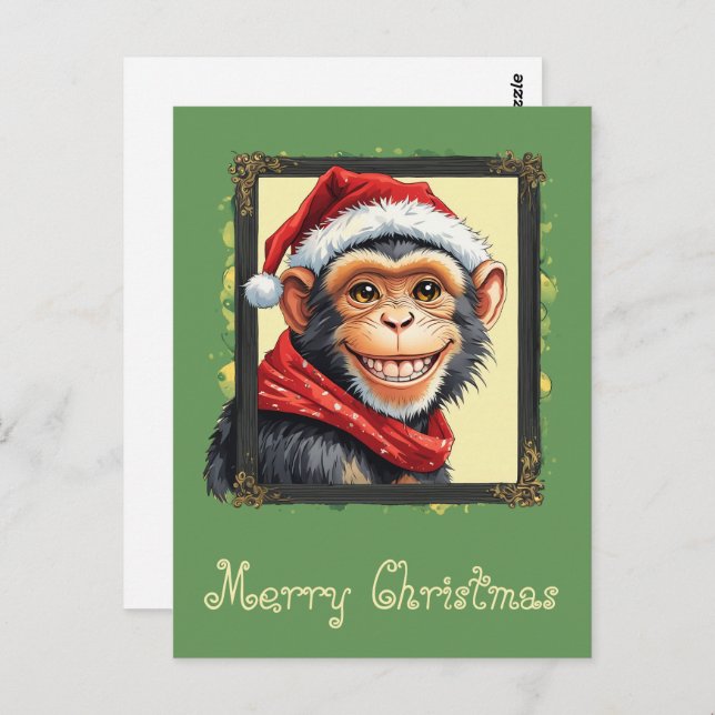 Funny Animal Christmas Favourites - Monkey 2 Postcard (Front/Back)