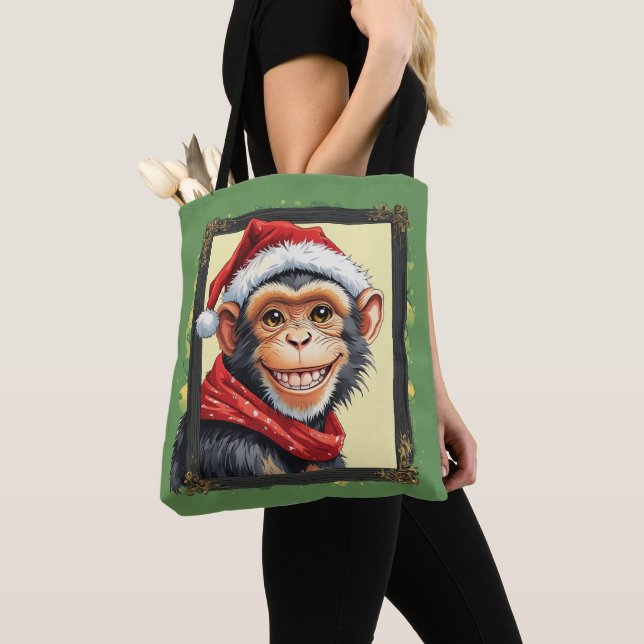 Funny Animal Christmas Favourites - Monkey 2 Tote Bag (Close Up)