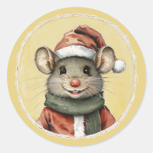 Funny Animal Christmas Favourites - Mouse 1 Classic Round Sticker
