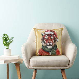 Funny Animal Christmas Favourites - Tiger 1 Cushion