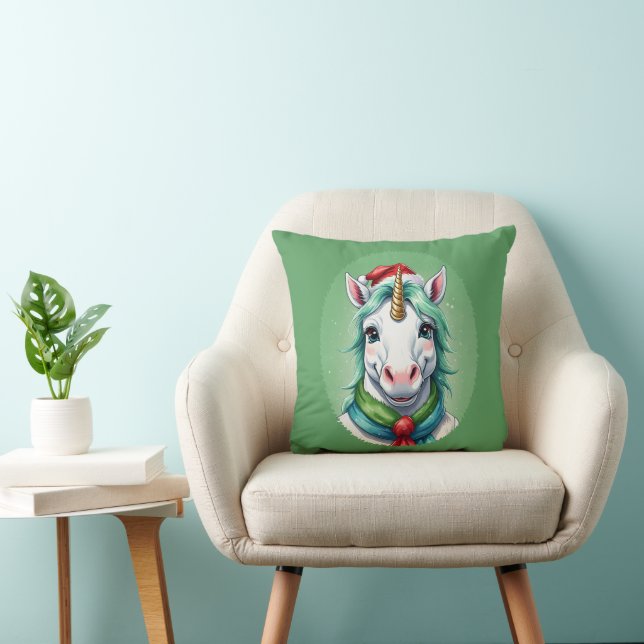 Funny Animal Christmas Favourites - Unicorn 1 Cushion (Chair)