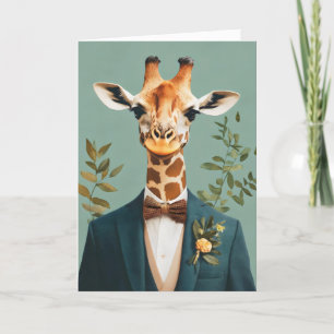 Funny Animal Elegant Giraffe Holiday Card