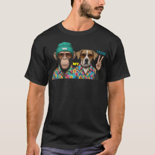 Funny Animal Friends T-Shirt Cool Monkey Dog