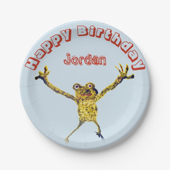 Funny Animal Frog Birthday Paper Plate (Front)