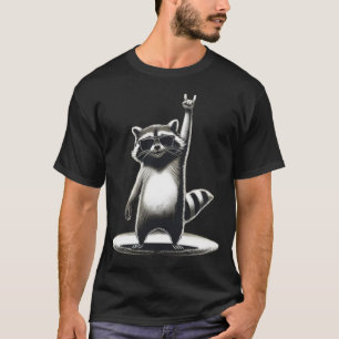 Funny Animal Gift Cool Racoon Rock Star T-Shirt