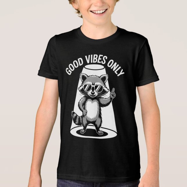 Funny Animal Gift | Cool Racoon Rock Star Tri-Blend Shirt (Front)