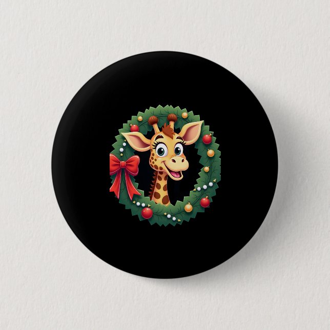 Funny Animal Giraffe Meme Face Festive Xmas T-Shir 6 Cm Round Badge (Front)