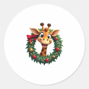 Funny Animal Giraffe Meme Face Festive Xmas T-Shir Classic Round Sticker