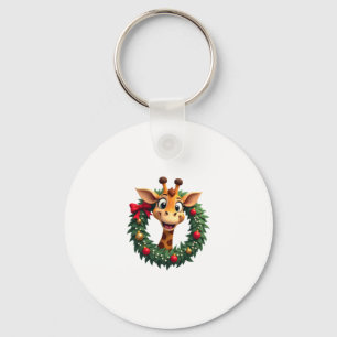 Funny Animal Giraffe Meme Face Festive Xmas T-Shir Key Ring
