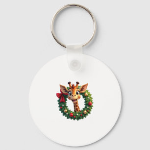 Funny Animal Giraffe Meme Face Festive Xmas T-Shir Key Ring