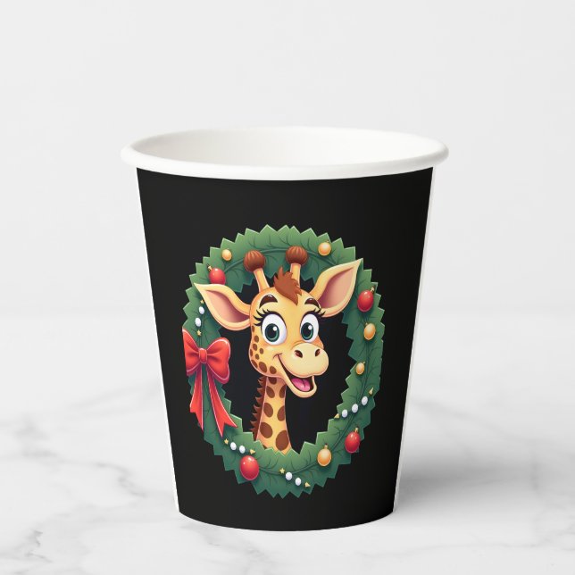Funny Animal Giraffe Meme Face Festive Xmas T-Shir Paper Cups (Front)