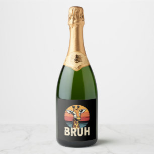 Funny Animal Giraffe Meme Face Festive Xmas T-Shir Sparkling Wine Label