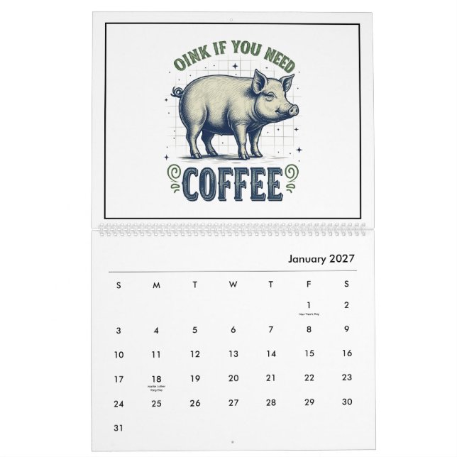 Funny Animal Inspired Calendar (Jan 2027)