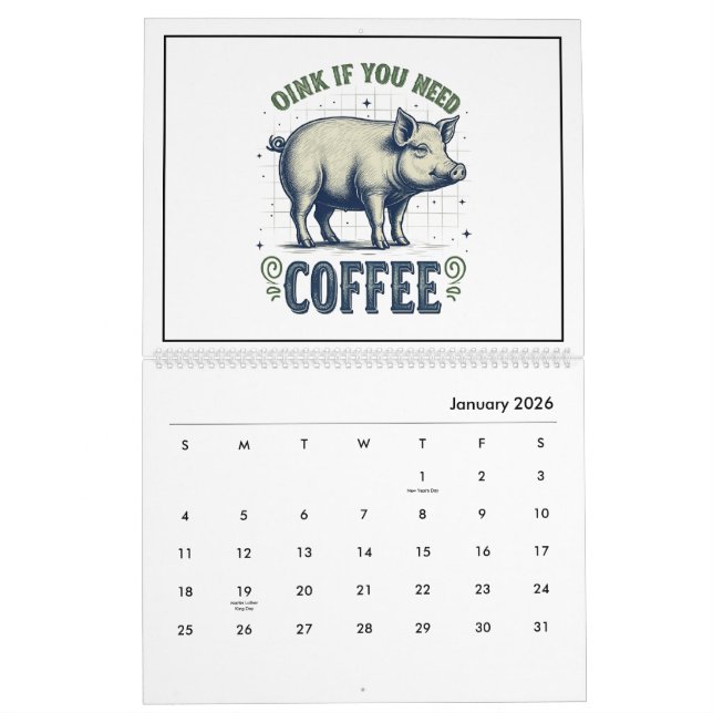 Funny Animal Inspired Calendar (Jan 2026)