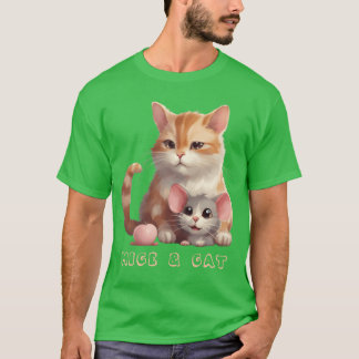 Funny Animal Mice and cat T-Shirt
