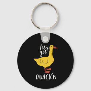 Funny Animal Pun and Humour Let's Get Quacking Key Ring