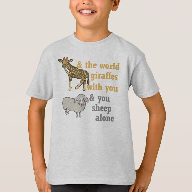 Funny Animal Pun Giraffe and Sheep T-Shirt (Front)