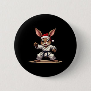 Funny Animal Rabbit In Karate Uniform For Christma 6 Cm Round Badge