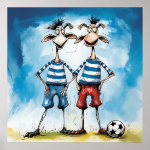 Funny animal soccer players Poster