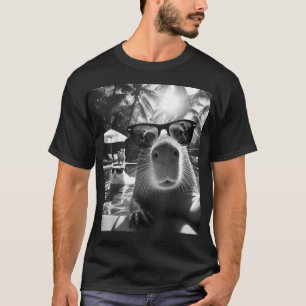 Funny Animal Swimming Pool Capybara Selfie With T-Shirt
