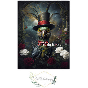 Funny Animal with Hat Decoupage paper.  Tissue Paper