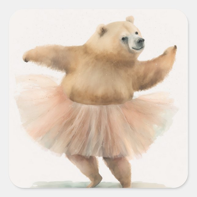 Funny animals - cute bear dancing ballet sticker (Front)