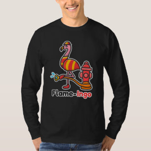Funny Animals Fire Department Flamingo T-Shirt